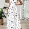 Elegant Floral V-Neck Midi Dress