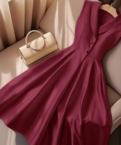 Elegant V-Neck Sleeveless A-Line Midi Dress